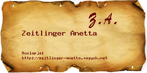 Zeitlinger Anetta névjegykártya